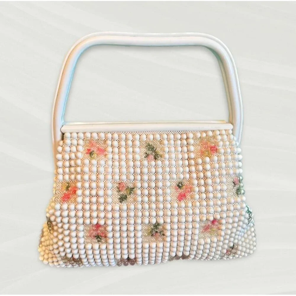 Vintage Grandee Mid-Century Beaded Evening Bag 1960s Structured Frame Handbag